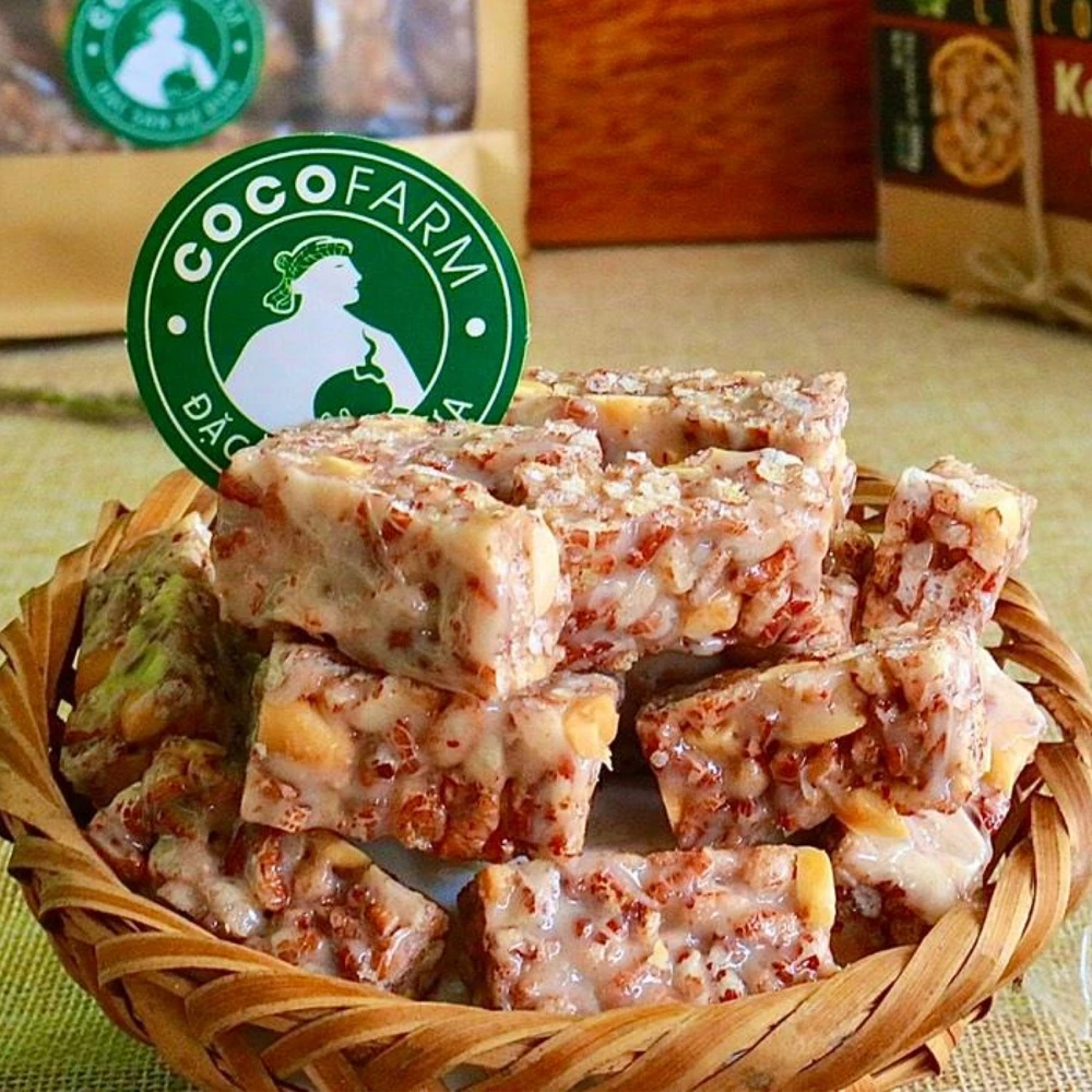 Kẹo dừa gạo lứt đậu phộng ít đường bịch 500g