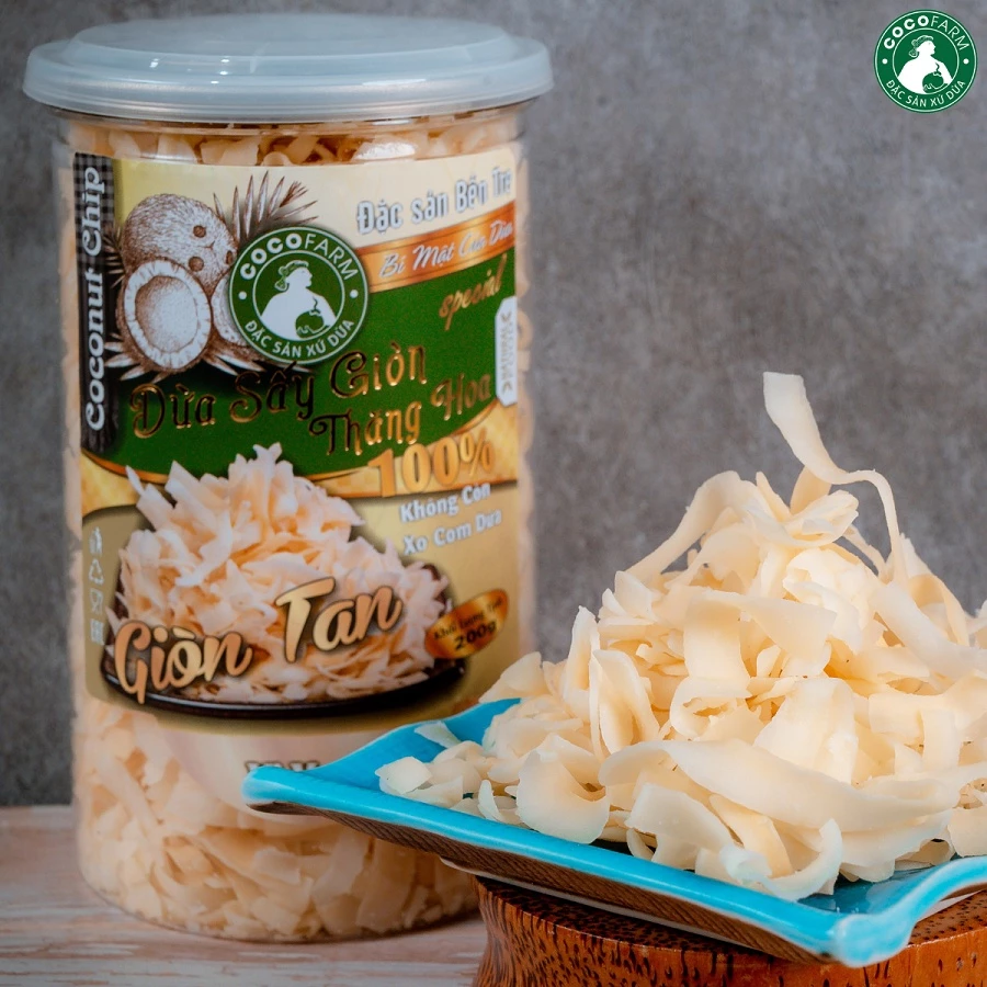 Dừa sấy lạnh cao cấp vị vani Cocofarm hũ 200g