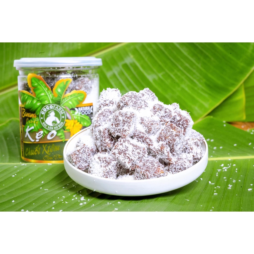 Kẹo Chuối Xiêm phủ dừa Hoa Tuyết Cocofarm 400gram
