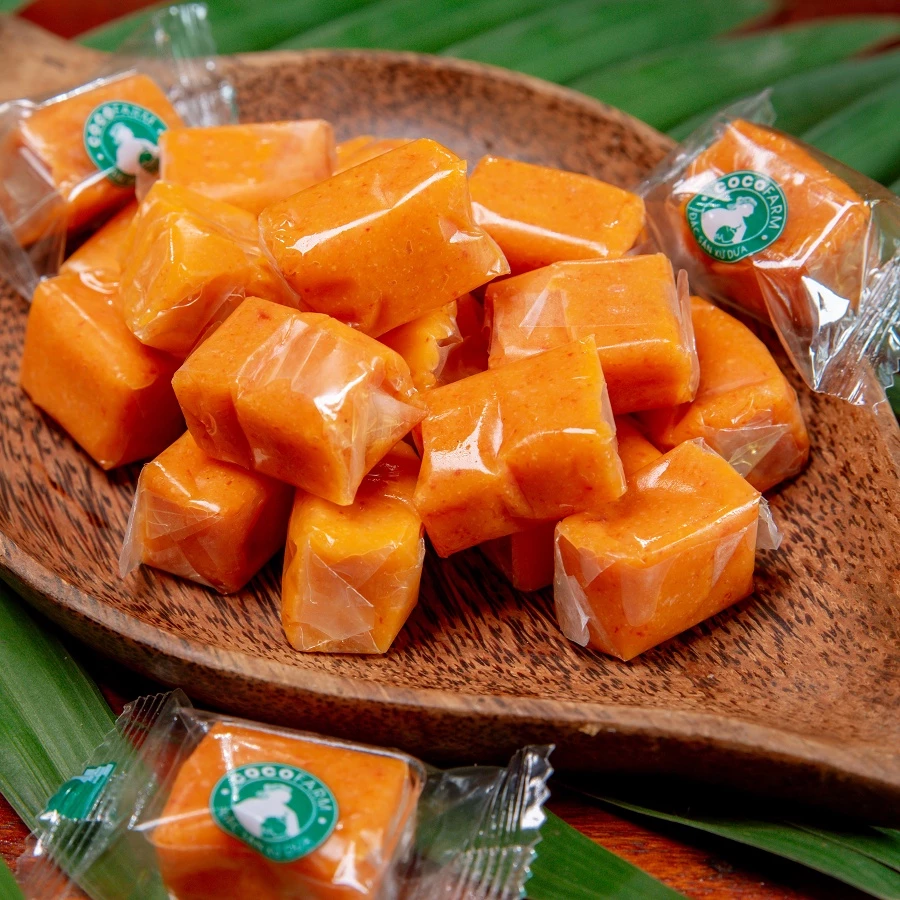 Kẹo Dừa Sáp Cocofarm Vị Gấc ít đường 500g