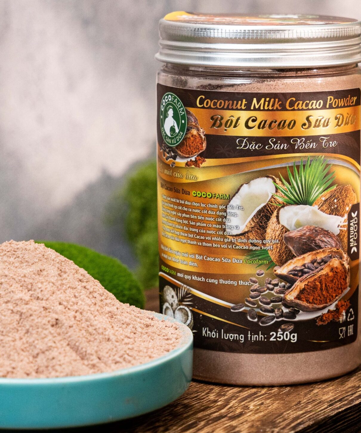 Bột CACAO Sữa Dừa Cocofarm 250g