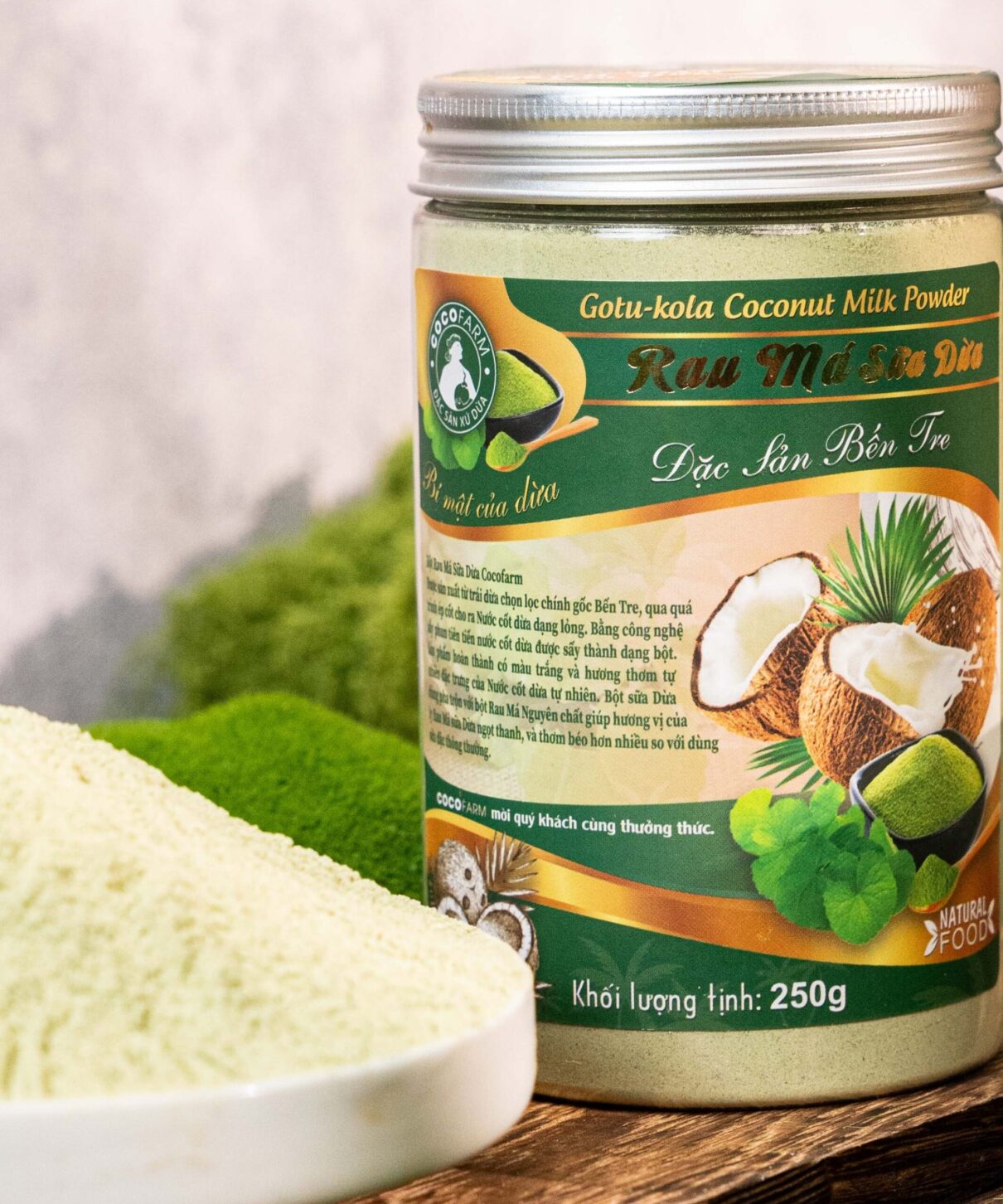 Bột Rau Má Sữa Dừa Cocofarm 250g