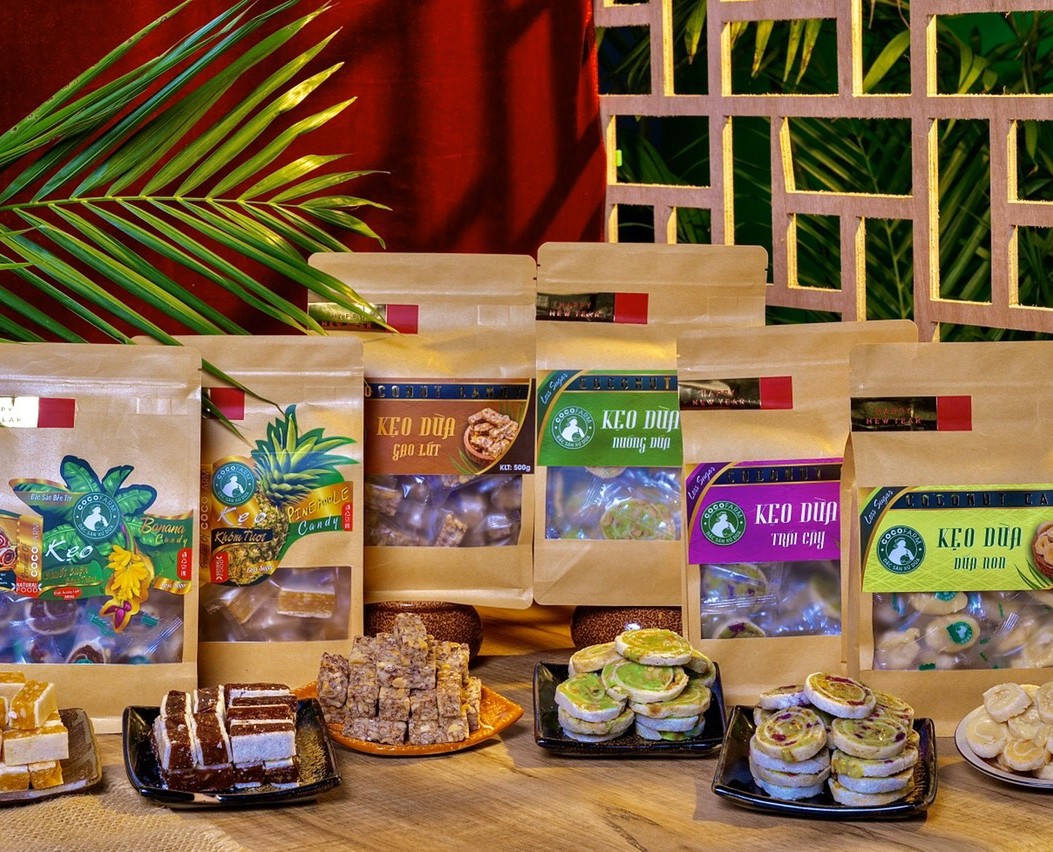 COMBO 6 bịch kẹo dừa cuộn bánh tráng 500g