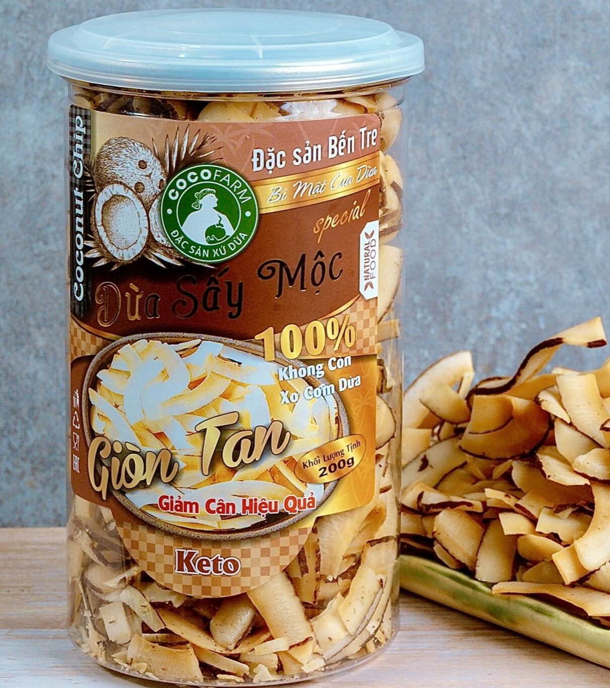 Dừa sấy giòn vị mộc KETO hủ 200g