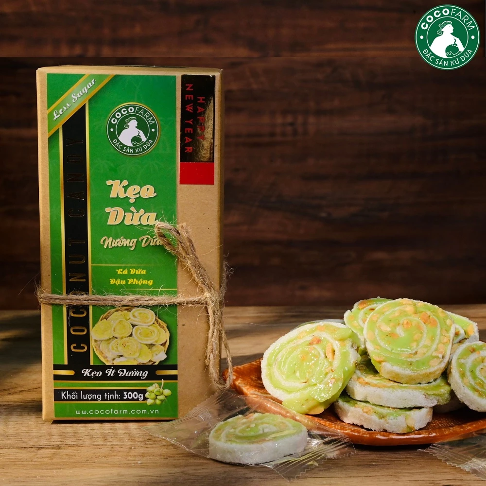 Kẹo dừa Nướng Dứa đậu phộng Cocofarm ít đường