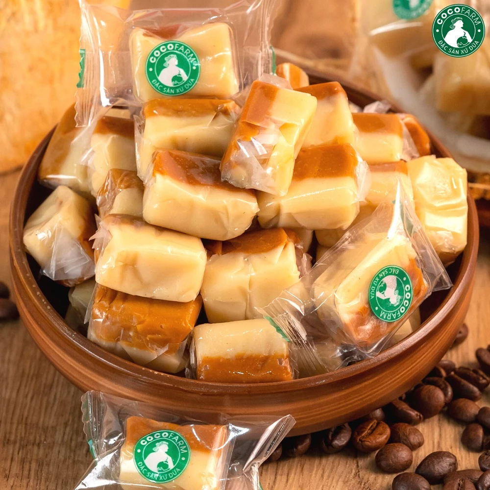 Kẹo dừa Không Đường vị Cà Phê Cocofarm - Sugar-free coconut candy