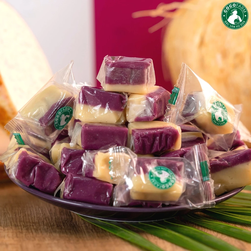 Kẹo dừa Không Đường vị Khoai Môn Cocofarm - Sugar-free coconut candy