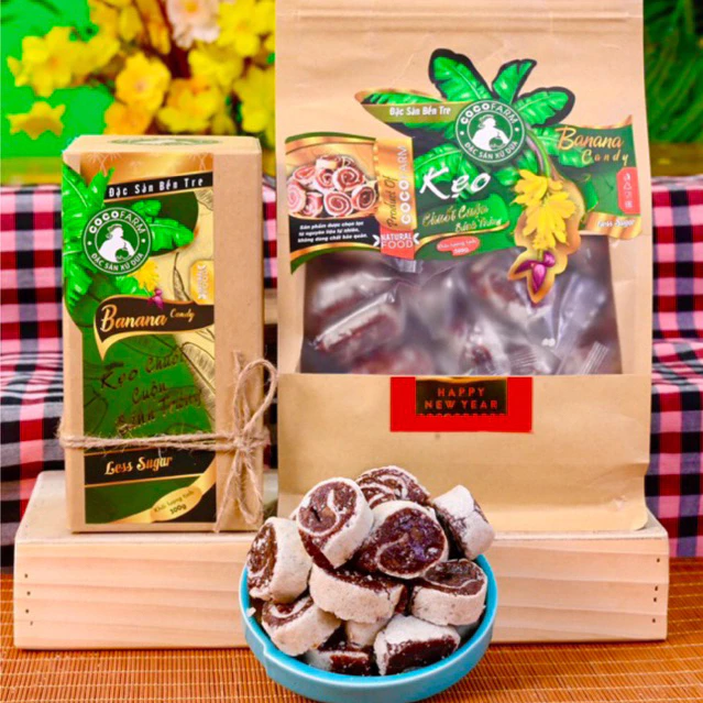 Kẹo chuối cuộn bánh tráng Cocofarm