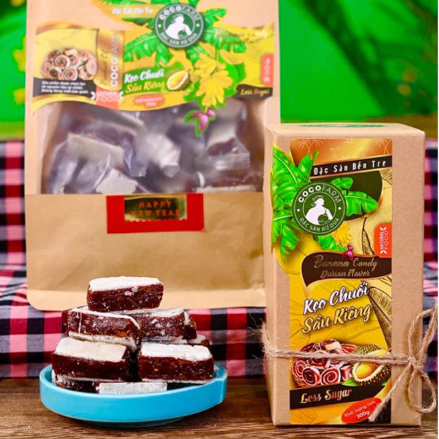 Kẹo chuối bánh phồng vị Sầu riêng Cocofarm