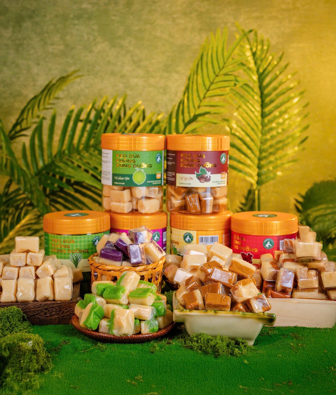 Combo 6 hủ kẹo dừa không dùng đường 6 vị